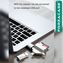 Forzacase Lightning Type-C Micro USB To USB Flash Bellek ve Sd / Tf Kart Okuyucu Adaptör - FC459