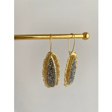 İfeelfree Özel Tasarım Markazit Gri Taşlı Küpe