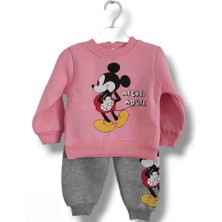 Asil Öztürk Baby & Kids Kız Bebek Çocuk Alt Üst Eşofman Takımı Kışlık 3 Ip Şardonlu Pembe Mickey Minnie Mouse