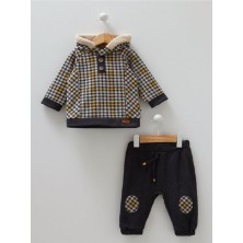 Caramell Hardal Renkli Ekose Kürklü Takım