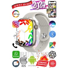 Rabbit Store Samsung Galaxy Z Flip3 Uyumlu Akıllı Saat Watch 9 MAX+2024 45MM Kordon Hediyeli Amoled Ekran