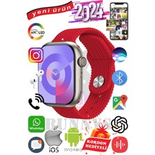 Rabbit Store Xiaomi Redmi Note 7 Uyumlu Akıllı Saat Watch 9 MAX+2024 45MM Kordon Hediyeli Amoled Ekran