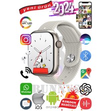 Rabbit Store Samsung Galaxy M10 Uyumlu Akıllı Saat Watch 9 MAX+2024 45MM Kordon Hediyeli Amoled Ekran