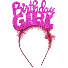 Markport Birthday Girl Yazılı Fuşya Renk Parti Kızı Doğum Günü Tacı