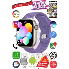 Rabbit Store Samsung Galaxy Z Flip Uyumlu Akıllı Saat Watch 9 MAX+2024 45MM Kordon Hediyeli Amoled Ekran