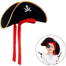 Markport Çocuk Boy Kadife Jack Sparrow Denizci Kaptan Jack Korsan Şapkası 45X16 cm