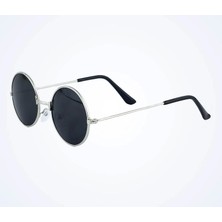 Markport Yuvarlak Cam John Lennon Tarzı Gümüş Çerçeveli Siyah Gözlük