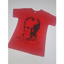 Butik Kız/erkek Çocuk Kırmızı Atatürk Tişortu