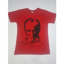 Butik Kız/erkek Çocuk Kırmızı Atatürk Tişortu