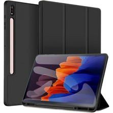 Five-E Samsung Galaxy Tab S7 Plus Kalem Şarjına Uygun Kalemlikli Stromix Smart Kılıf ve Ekran Koruyucu Sm- T970 T975 T976