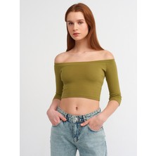Dilvin 30937 Omuzları Açık Top-Haki