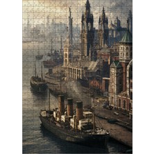 Tablomega Ahşap Mdf Puzzle Yapboz Orta Çağ'da Buharlı Gemi 500 Parça 50*70 cm