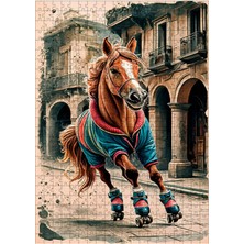 Tablomega Ahşap Mdf Puzzle Yapboz Paten Yapan Eşofmanlı At 500 Parça 50*70 cm