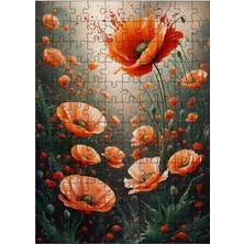 Tablomega Ahşap Mdf Puzzle Yapboz Kırmızı Gelincik Çiçeği 120 Parça 25*35 cm