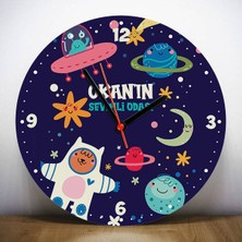 Hediyemen Astronot Olacağım Çocuk Odası  Kişiye Özel Duvar Saati