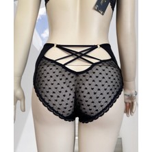 Intive Lingerie Pointy Love Kalpli Transparan Kumaş Arkası Dekolte Şeritli Yüksek Bel Slip