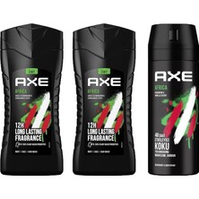 Axe Africa 3in1 Erkek Duş Jeli 250ML 2 Adet + Axe Africa Erkek Sprey Deodorant 150ML 3lü Set