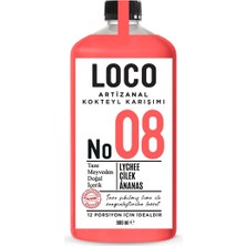 LocoShop NO 08 Lychee/Liçi Çilek Ananas Artizanal Alkolsüz Karışım Taze Sıkma Meyve Kokteyl Mix 900 ml