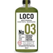 LocoShop NO 03 Yeşil Elma Salatalık Fesleğen Artizanal Alkolsüz Karışım Taze Sıkma Meyve Kokteyl Mix 900 ml