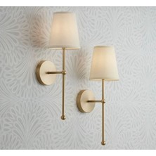 Fico Home Modern Tasarım 1 Adet Ledli Pilli Aplik Tak Çalıştır Eskitme Gold Sarı Krem Abajur Gün Işığı Pilli