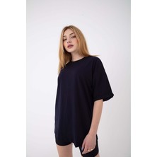 Yakamel Kadın Bol Kesim Yazlık Penye T-Shirt Comfort