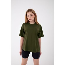 Yakamel Kadın Bol Kesim Yazlık Penye T-Shirt Comfort