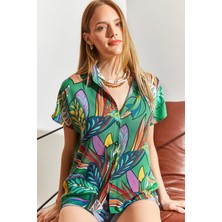 Shade Multi Desenli Yarasa Kol Viskon Gömlek