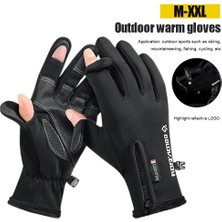 Liangduo Shop Siyah Stil Xl Boyutu Kış Eldiven Dokunmatik Ekran 2 Parmak Çevirme Parmaksız Eldiven Kaymaz Su Geçirmez Sıcak Isıtmalı Eldiven Balıkçılık Bisiklet Kamp Için (Yurt Dışından)