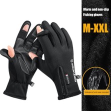Liangduo Shop Siyah Stil Xl Boyutu Kış Eldiven Dokunmatik Ekran 2 Parmak Çevirme Parmaksız Eldiven Kaymaz Su Geçirmez Sıcak Isıtmalı Eldiven Balıkçılık Bisiklet Kamp Için (Yurt Dışından)