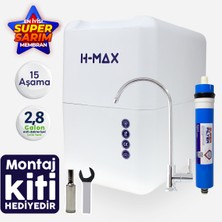 H-MAX Reverse Osmosis System 15 Aşama 9 Litre Çelik Tanklı 80 Gpd Membranlı Su Arıtma Cihazı