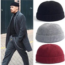 Liangduo Shop Kırmızı Stil Kış Sıcak Kasketleri Rahat Kısa Iplik Toque Hip Hop Şapka Yetişkin Erkek Kadın Yün Örme Kafatası Kap Elastik Unisex Toque Izle Kap (Yurt Dışından)