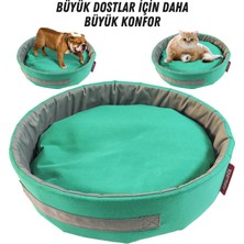 Xpermate Sünger Simit Köpek Yuvası Küçük Irk Köpek Yatağı ve Kedi Yatağı 55 cm Turkuaz Antrasit