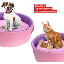 XPERMATE Sünger Simit Küçük Irk Köpek Yatağı Ve Kedi Yatağı 45 cm Pembe Lila