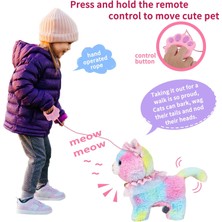 Cacao Interaktif Elektronik Peluş Oyuncak Yürüyen ve Havlayan Robot Kedi Peluş Kedi Kızlar Için Uzaktan Kumanda Yavru Kedi (Renkli Kedi)1 (Yurt Dışından)