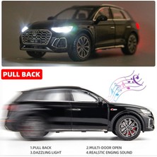 Cacao Audi Q5 Suv Model Araba Için 1/24 Uyumlu, Çinko Alaşım Geri Çekin Oyuncak Araba Çocuklar Için Ses ve Işık ile Erkek Kız Hediye (Siyah)1 (Yurt Dışından)