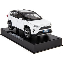 Cacao Model Araba 1/32 Rav4 Alaşımlı Döküm Koleksiyonluk Oyuncak Araba Işıklı ve Sesli Oyuncak Araç Kapısı Erkek Çocuklar Için Açılabilir Bebek Hediyesi (Beyaz)1 (Yurt Dışından)