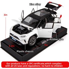 Cacao Model Araba 1/32 Rav4 Alaşımlı Döküm Koleksiyonluk Oyuncak Araba Işıklı ve Sesli Oyuncak Araç Kapısı Erkek Çocuklar Için Açılabilir Bebek Hediyesi (Beyaz)1 (Yurt Dışından)