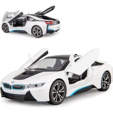 Cacao 1/24 Bmw I8 Model Araba Için Uyumlu, Çinko Alaşım Geri Çekin Oyuncak Araba Çocuklar Için Ses ve Işık ile Erkek Kız Hediye (Beyaz)1 (Yurt Dışından)