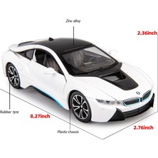 Cacao 1/24 Bmw I8 Model Araba Için Uyumlu, Çinko Alaşım Geri Çekin Oyuncak Araba Çocuklar Için Ses ve Işık ile Erkek Kız Hediye (Beyaz)1 (Yurt Dışından)