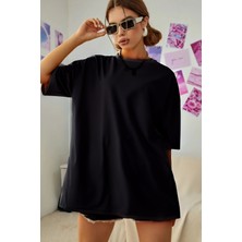 Yakamel Kadın Oversize Penye Cool & Comfort T-Shirt
