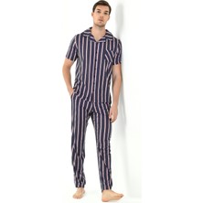 Yeni İnci Çizgili Viskon 3'lü Erkek Pijama Takımı