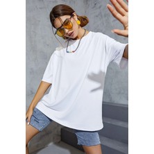 Yakamel Kadın Oversize Penye Cool & Comfort T-Shirt