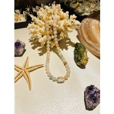 Luna Jewellery Barok Incili Morganit Doğal Taşlı Kolye