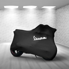 Ultra Shop Vespa Gts 300 Siyah Kumaş Motosiklet Brandası Logo Baskılı Penye Kumaş Motosiklet Branda