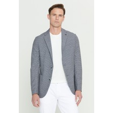 Altınyıldız Classics Erkek Siyah-Beyaz Slim Fit Dar Kesim Mono Yaka Desenli Blazer Ceket