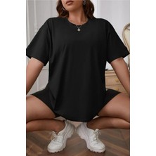 Yakamel Kadın Kısa Kollu Bol Kesim Nefes Alan T-Shirt