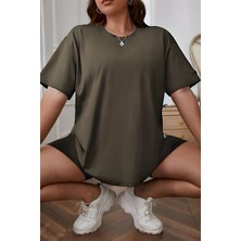 Yakamel Kadın Kısa Kollu Bol Kesim Nefes Alan T-Shirt