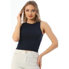 Kallima Lacivert Spor Fitilli Bisiklet Yaka Fitted Atlet