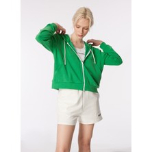 Discovery Expedition Yeşil Kadın Kapüşon Yaka Relaxed Fit Sweatmont D4SL-SWT3029