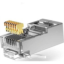 Koodmax - 50 Adet - 3u" Gold Plated Stp CAT5E RJ45 Metal Konnektör - 8P8C Ethernet Kablo Ucu Jack